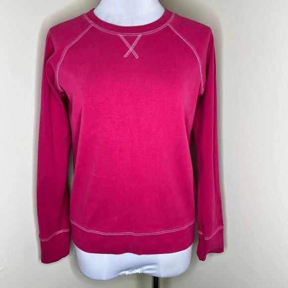 Eddie Bauer Sweatshirt XS Pink Crewneck Pullover Contrast Stitch Winter Cotton - Picture 1 of 7